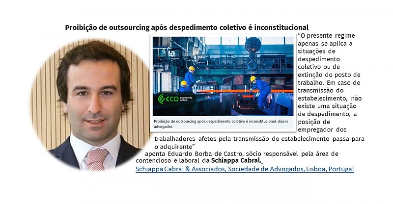 Eduardo Borba de Castro, scio responsvel pela rea de contencioso e laboral da Schiappa Cabral, referido no ECO sobre as alteraes do Cdigo Laboral 